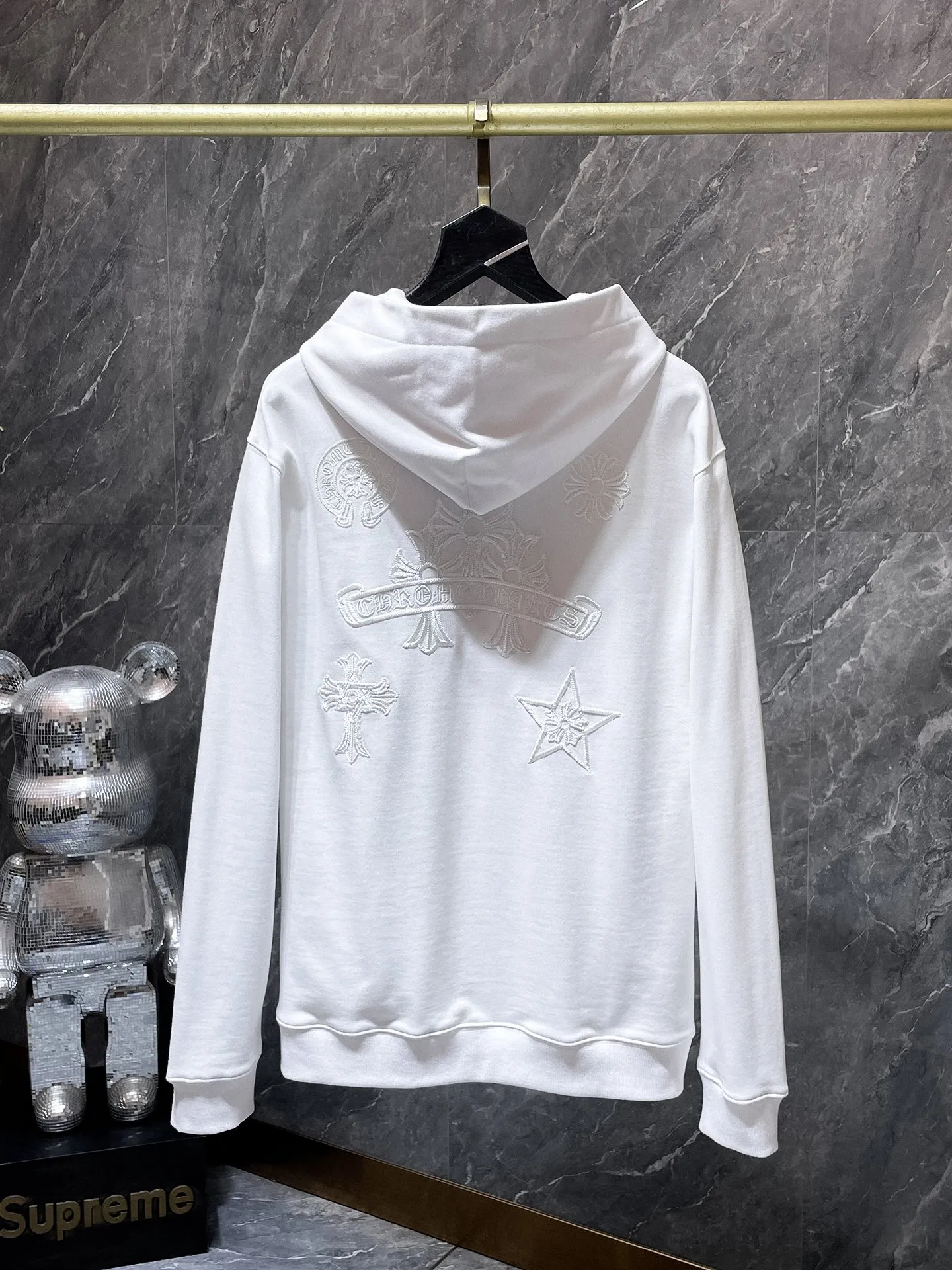 P260 Chrome Hearts Autumn and Winter 2025 Counter Synchronization Chrome Cross Roller Embroidery Hooded Sweatshirt Vacuum Embroidery Method! Heavy embroidery! ! ! Tens of thousands of needles! ! Improved customized version of 1:1 high-gram weight high-quality fabric Recommended color: white black code number: S, M, L, XL